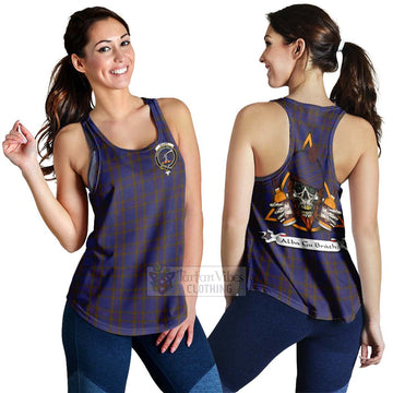 Elliot Tartan Women's Racerback Tanks with Family Crest and Bearded Skull Holding Bottles of Whiskey