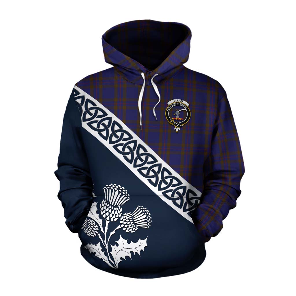 Tartan Vibes Clothing Elliot Tartan Cotton Hoodie Featuring Thistle and Scotland Map