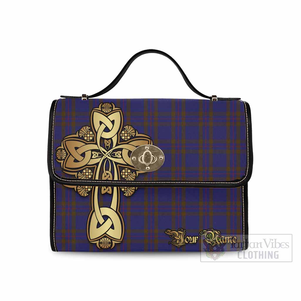 Tartan Vibes Clothing Elliot Tartan Waterproof Canvas Bag Golden Thistle Celtic Cross Style