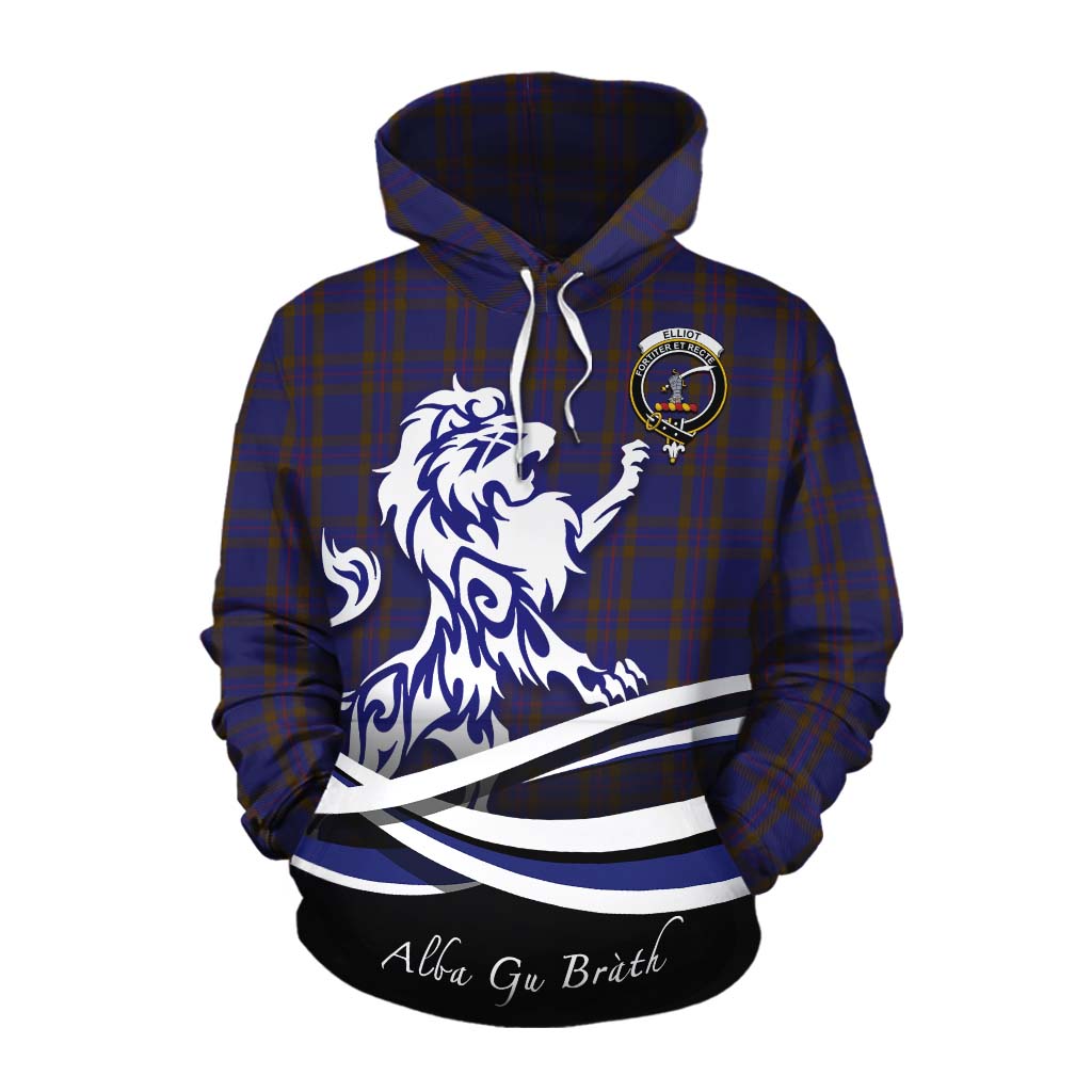 Tartan Vibes Clothing Elliot Tartan Cotton Hoodie with Alba Gu Brath Regal Lion Emblem