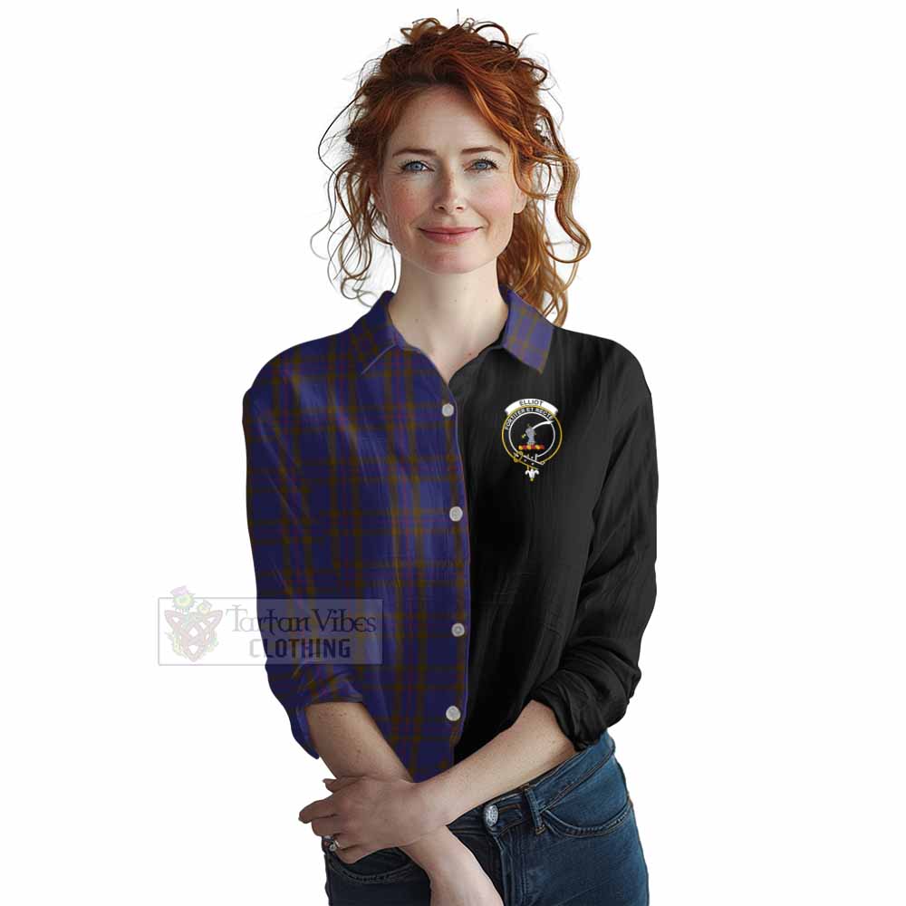 Tartan Vibes Clothing Elliot Tartan Women's Casual Shirt with Family Crest and Half Of Me Style