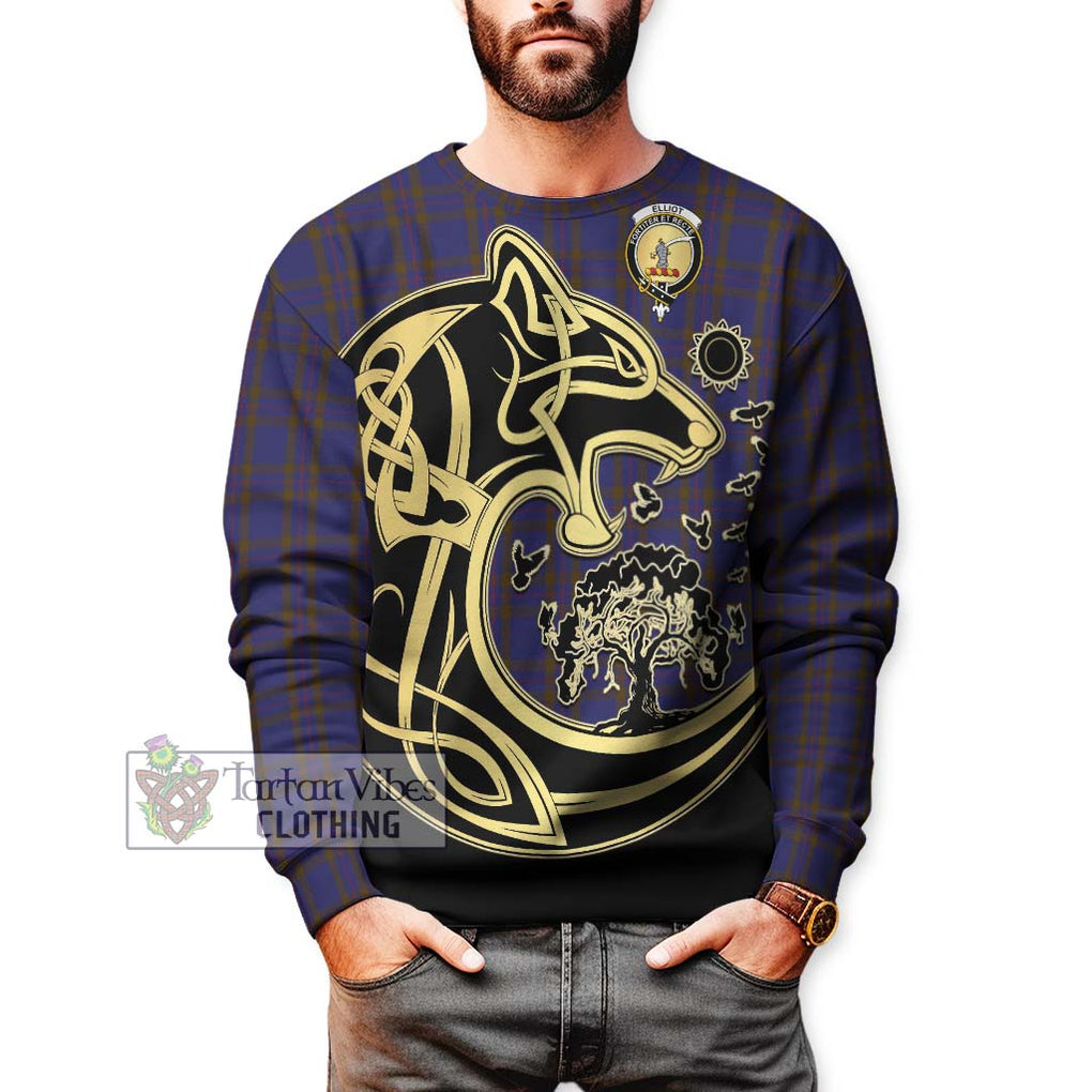 Elliot Tartan Sweatshirt with Family Crest Celtic Wolf Style Unisex - Tartan Vibes Clothing