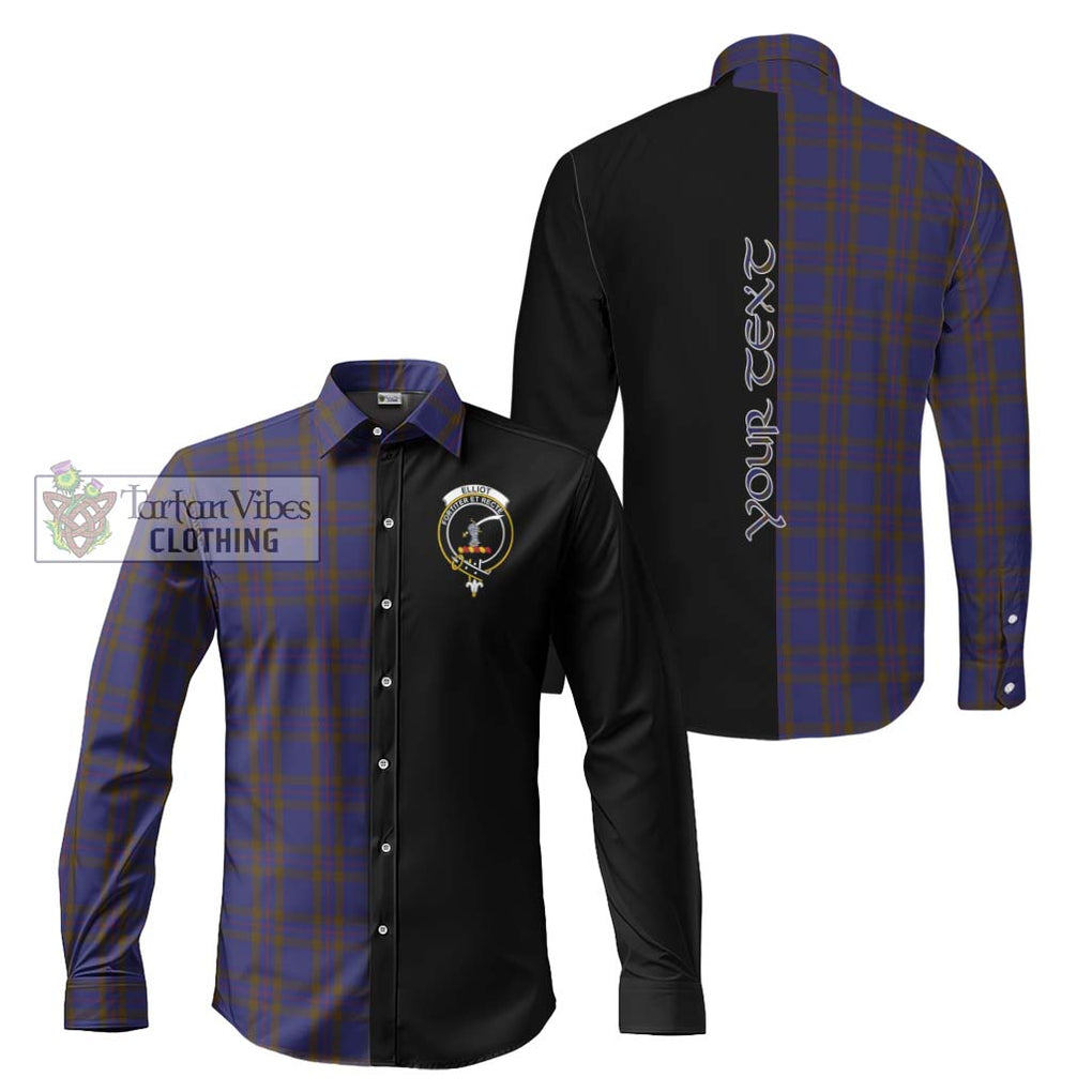 Elliot Tartan Long Sleeve Button Shirt with Family Crest and Half Of Me Style Men's Shirt S - Tartanvibesclothing Shop