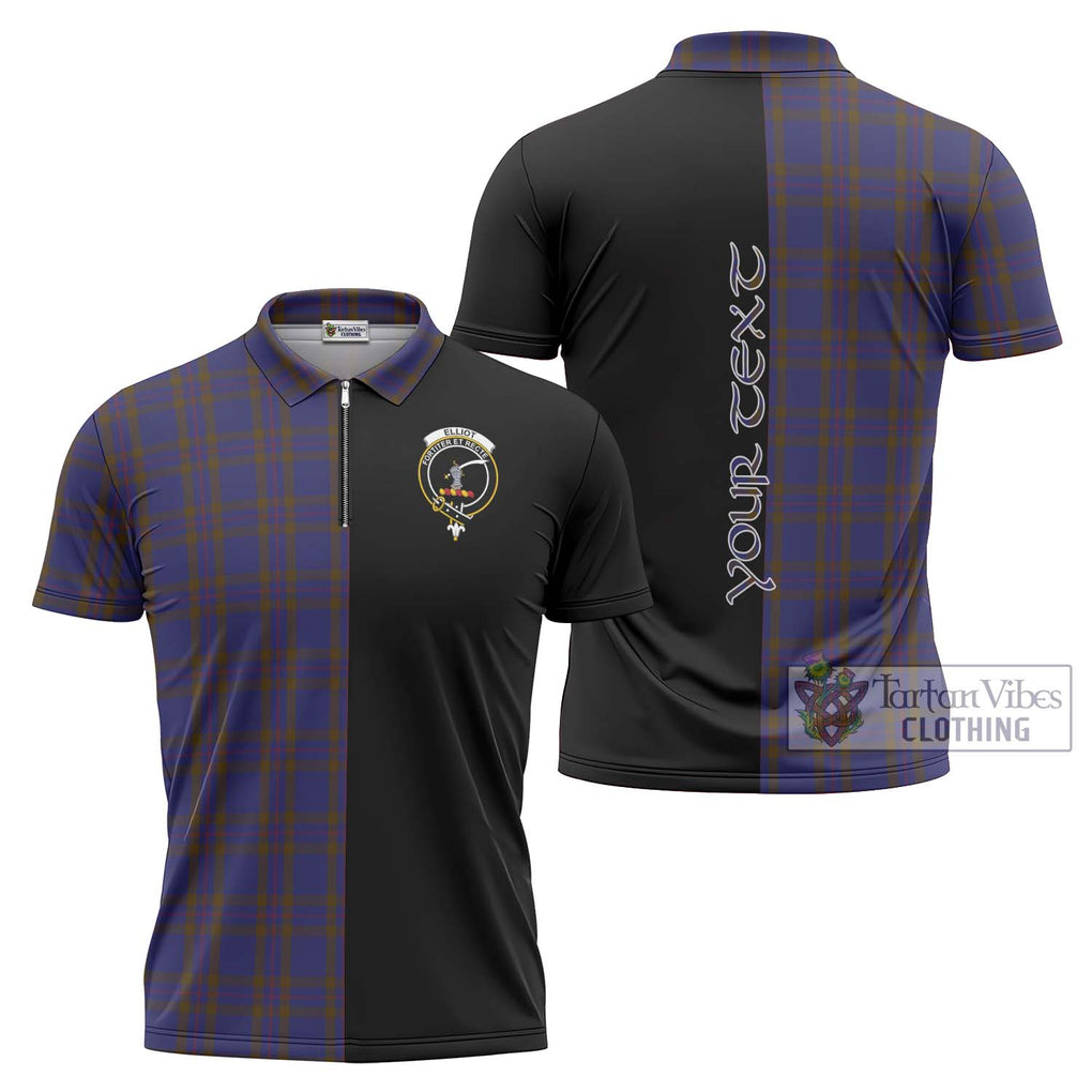 Elliot Tartan Zipper Polo Shirt with Family Crest and Half Of Me Style Unisex - Tartanvibesclothing Shop