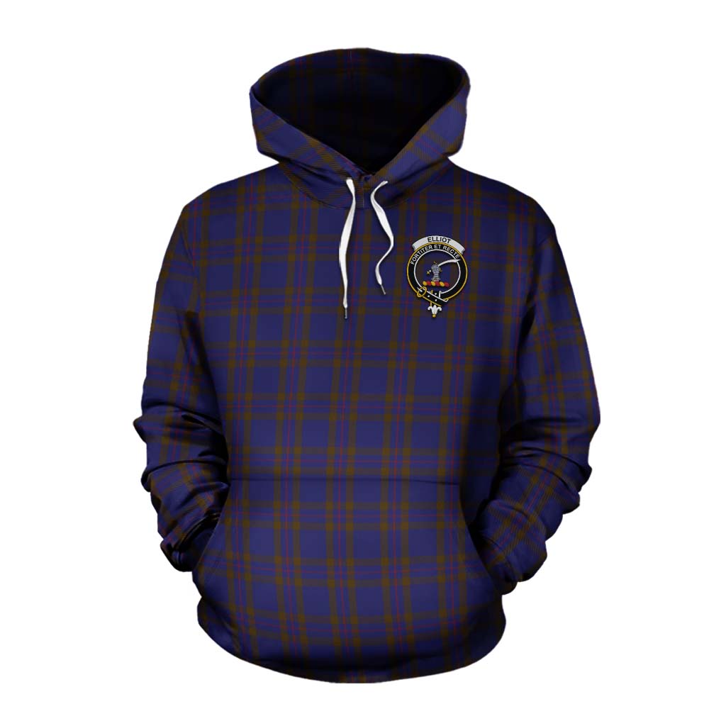 Tartan Vibes Clothing Elliot Tartan Cotton Hoodie with Family Crest and Bearded Skull Holding Bottles of Whiskey