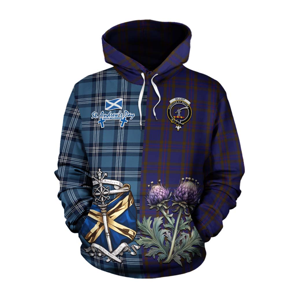 Tartan Vibes Clothing Elliot Tartan Cotton Hoodie Happy St. Andrew's Day Half Tartan Style