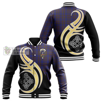 Elliot Tartan Baseball Jacket with Family Crest and Celtic Symbol Style