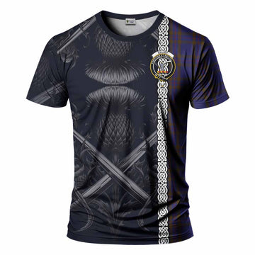 Elliot Tartan T-Shirt with Family Crest Cross Sword Thistle Celtic Vibes