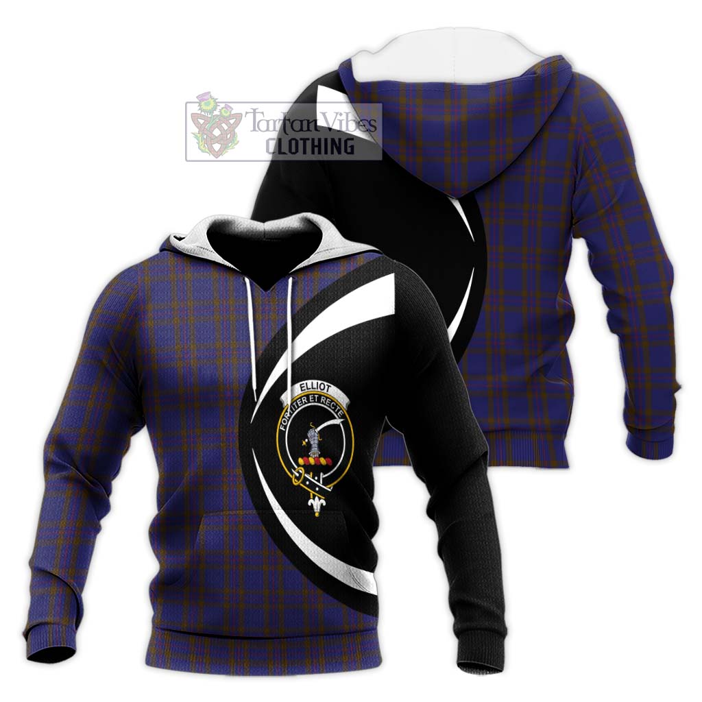 Elliot Tartan Knitted Hoodie with Family Crest Circle Style Unisex Knitted Pullover Hoodie - Tartan Vibes Clothing