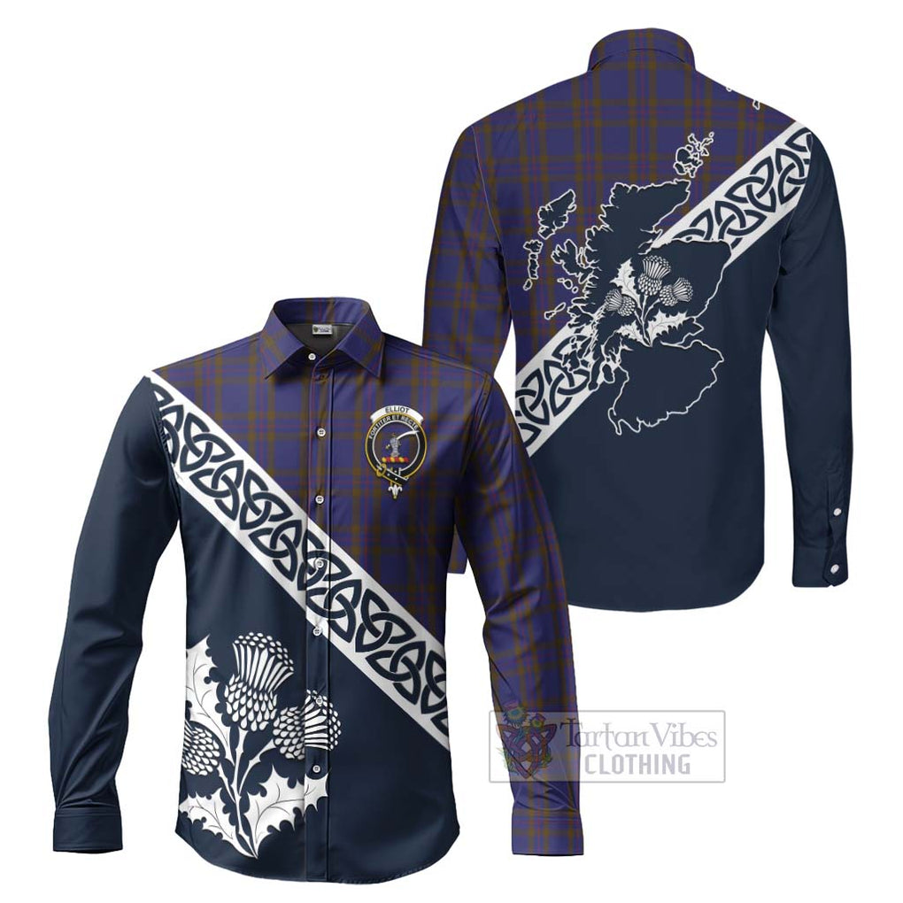 Tartan Vibes Clothing Elliot Tartan Long Sleeve Button Shirt Featuring Thistle and Scotland Map