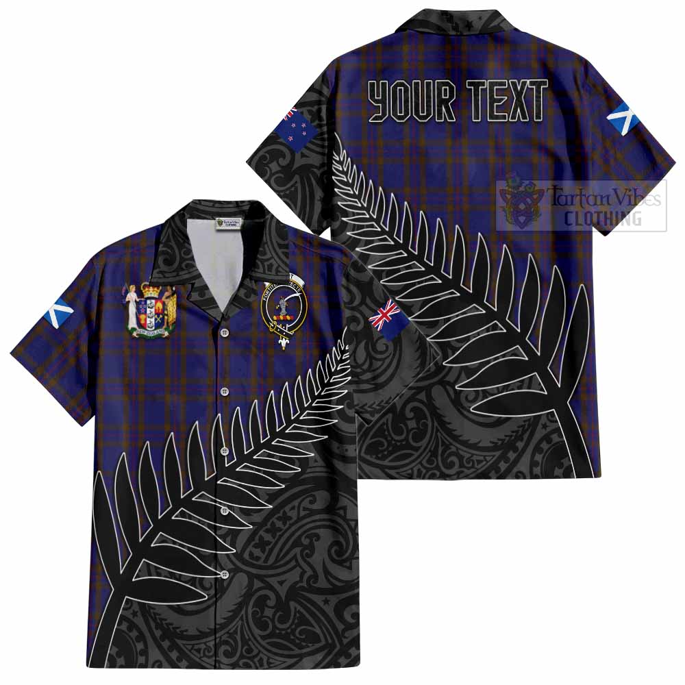 Tartan Vibes Clothing Elliot Crest Tartan Short Sleeve Button Shirt with New Zealand Silver Fern Half Style