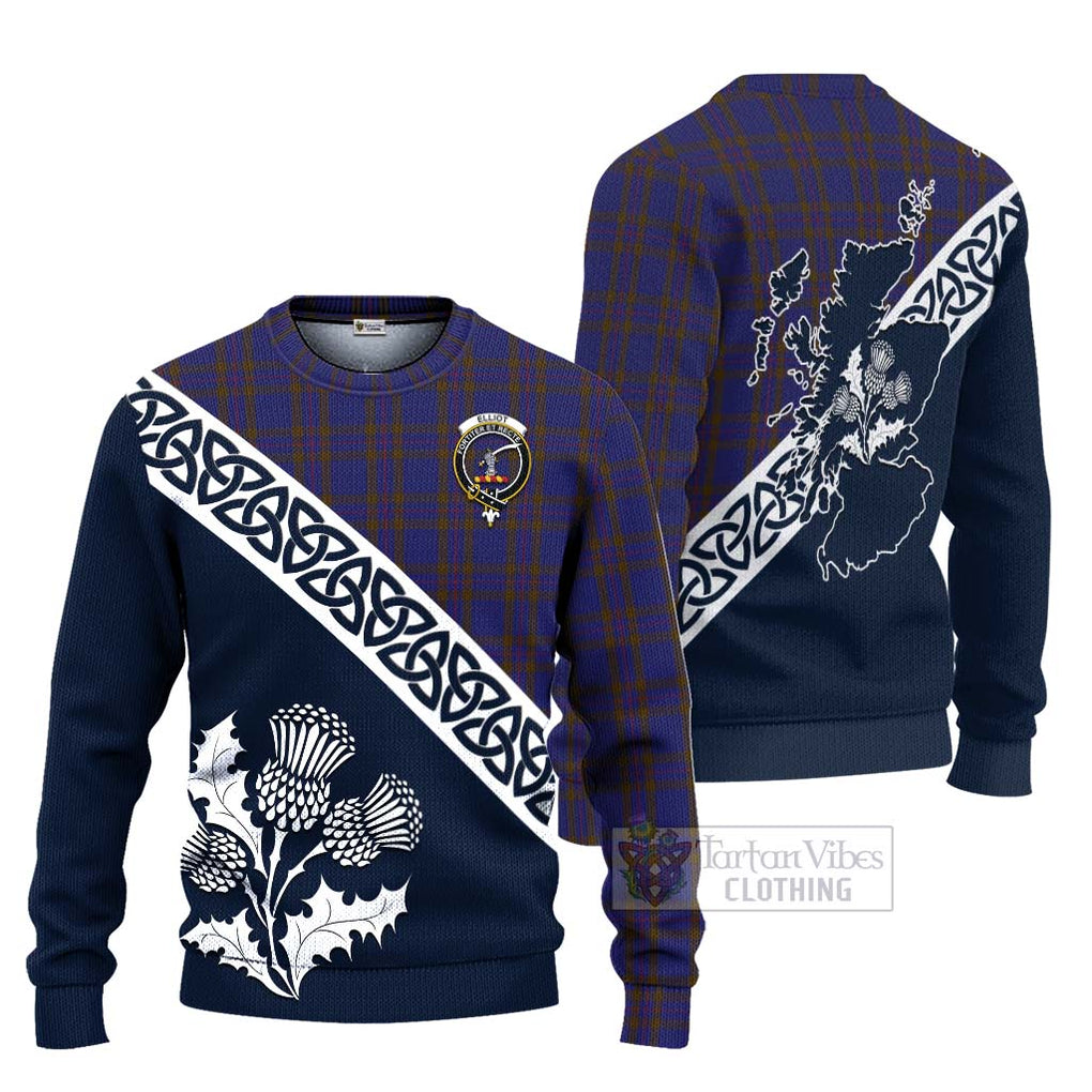 Tartan Vibes Clothing Elliot Tartan Knitted Sweater Featuring Thistle and Scotland Map