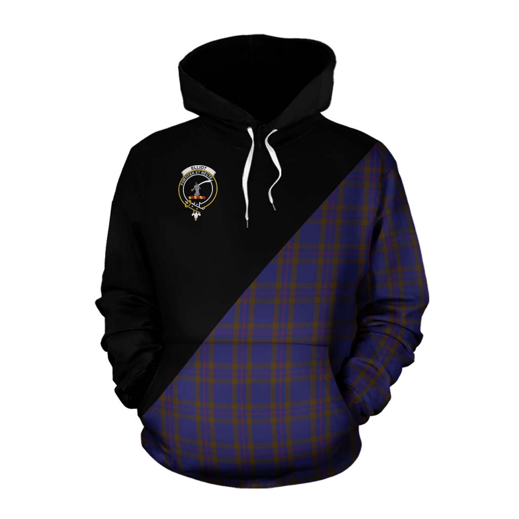 Tartan Vibes Clothing Elliot Tartan Cotton Hoodie with Family Crest and Military Logo Style