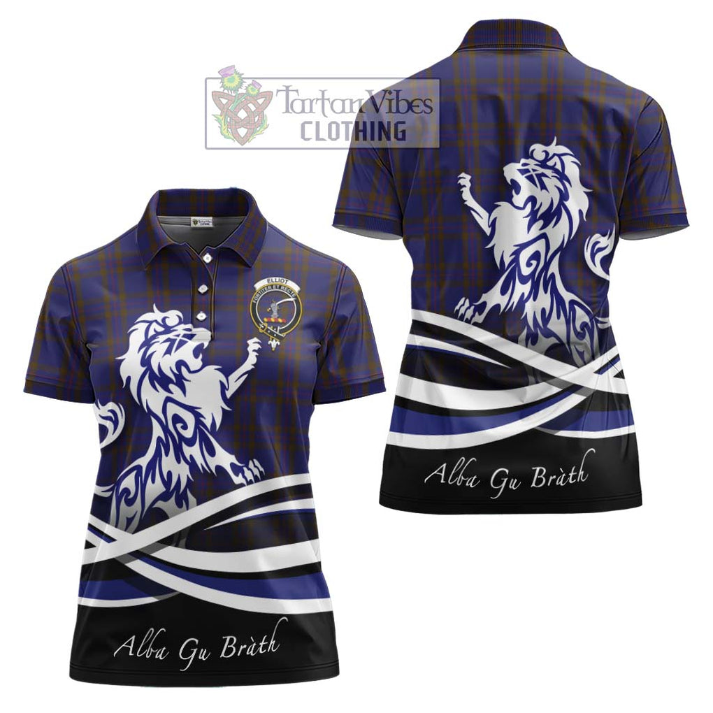 Elliot Tartan Women's Polo Shirt with Alba Gu Brath Regal Lion Emblem Women - Tartanvibesclothing Shop