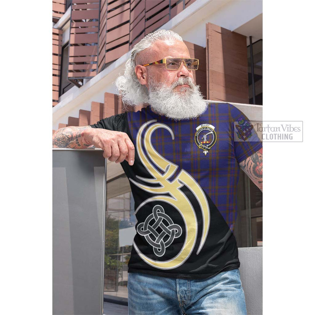 Tartan Vibes Clothing Elliot Tartan Cotton T-shirt with Family Crest and Celtic Symbol Style