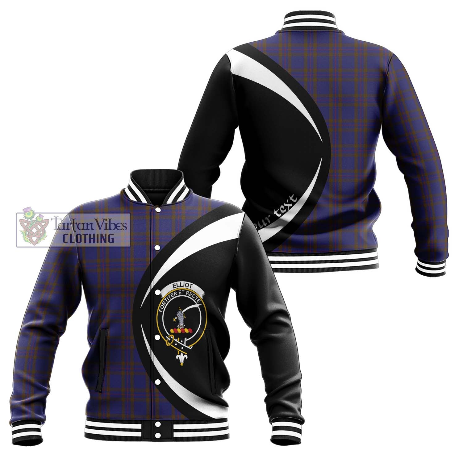 Elliot Tartan Baseball Jacket with Family Crest Circle Style Unisex - Tartan Vibes Clothing