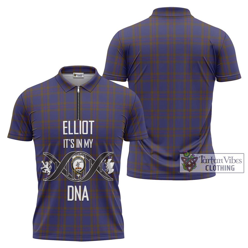 Elliot Tartan Zipper Polo Shirt with Family Crest DNA In Me Style Unisex - Tartanvibesclothing Shop