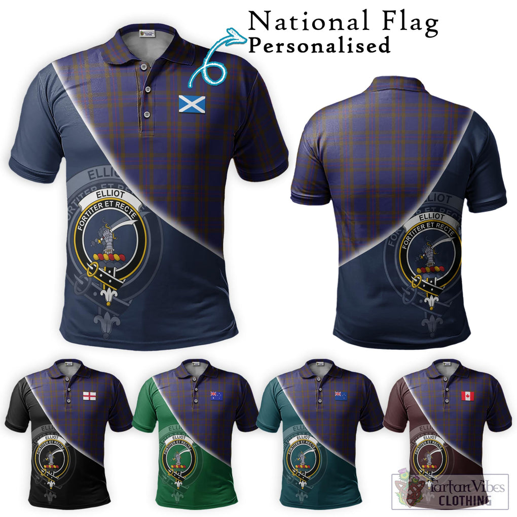 Elliot Tartan Polo Shirt with Personalised National Flag and Family Crest Half Style Maroon - Tartanvibesclothing Shop