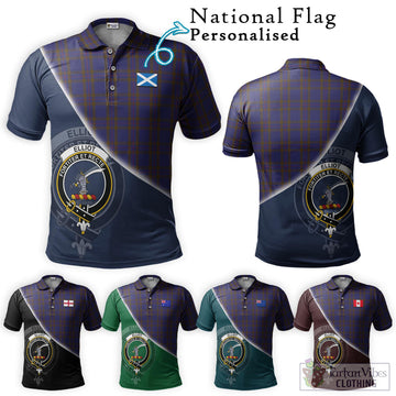 Elliot Tartan Polo Shirt with Personalised National Flag and Family Crest Half Style