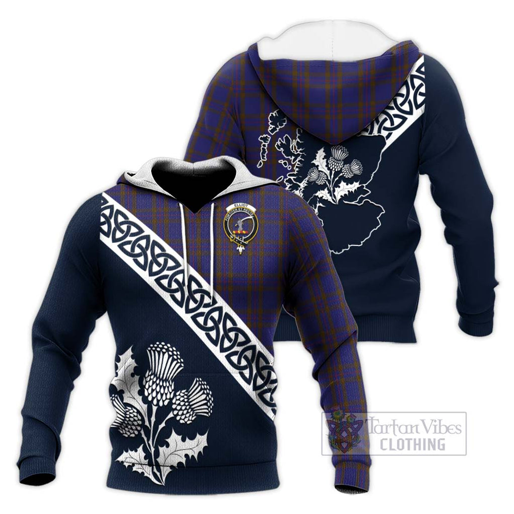 Tartan Vibes Clothing Elliot Tartan Knitted Hoodie Featuring Thistle and Scotland Map