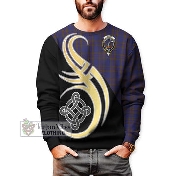 Elliot Tartan Sweatshirt with Family Crest and Celtic Symbol Style