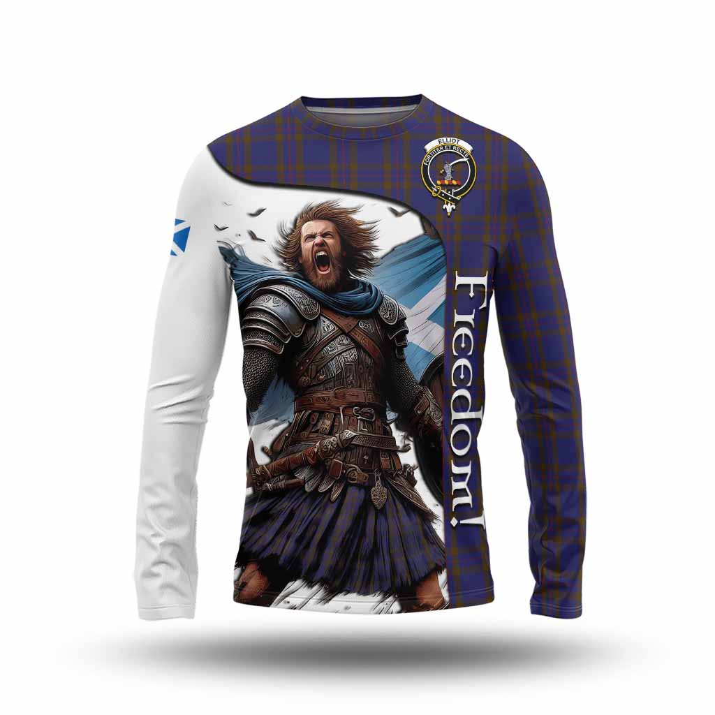 Tartan Vibes Clothing Elliot Crest Tartan Long Sleeve T-Shirt Inspired by the Freedom of Scottish Warrior