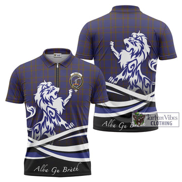 Elliot Tartan Zipper Polo Shirt with Alba Gu Brath Regal Lion Emblem