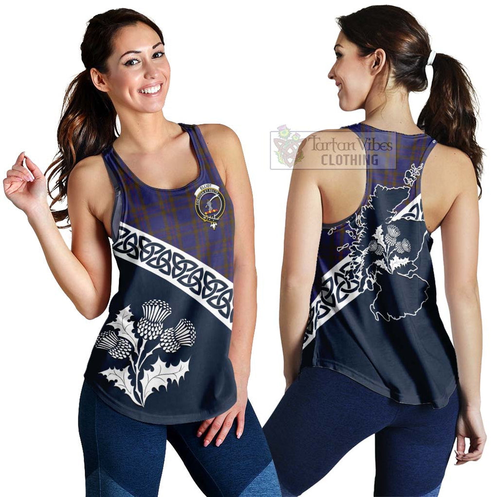 Tartan Vibes Clothing Elliot Tartan Women's Racerback Tanks Featuring Thistle and Scotland Map