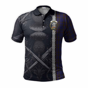 Elliot Tartan Polo Shirt with Family Crest Cross Sword Thistle Celtic Vibes