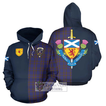 Elliot Tartan Hoodie Alba with Scottish Lion Royal Arm Half Style