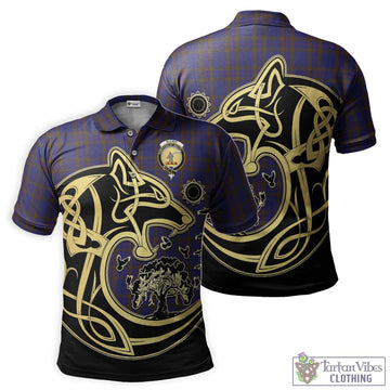 Elliot Tartan Polo Shirt with Family Crest Celtic Wolf Style