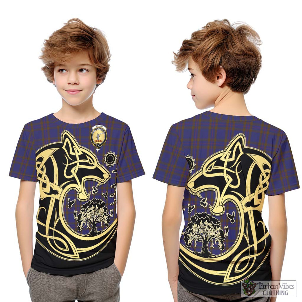 Elliot Tartan Kid T-Shirt with Family Crest Celtic Wolf Style Youth XL Size14 - Tartan Vibes Clothing