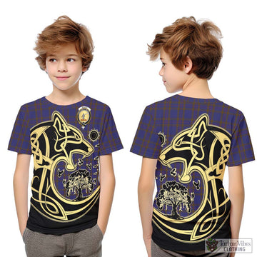 Elliot Tartan Kid T-Shirt with Family Crest Celtic Wolf Style Youth XL Size14 - Tartan Vibes Clothing