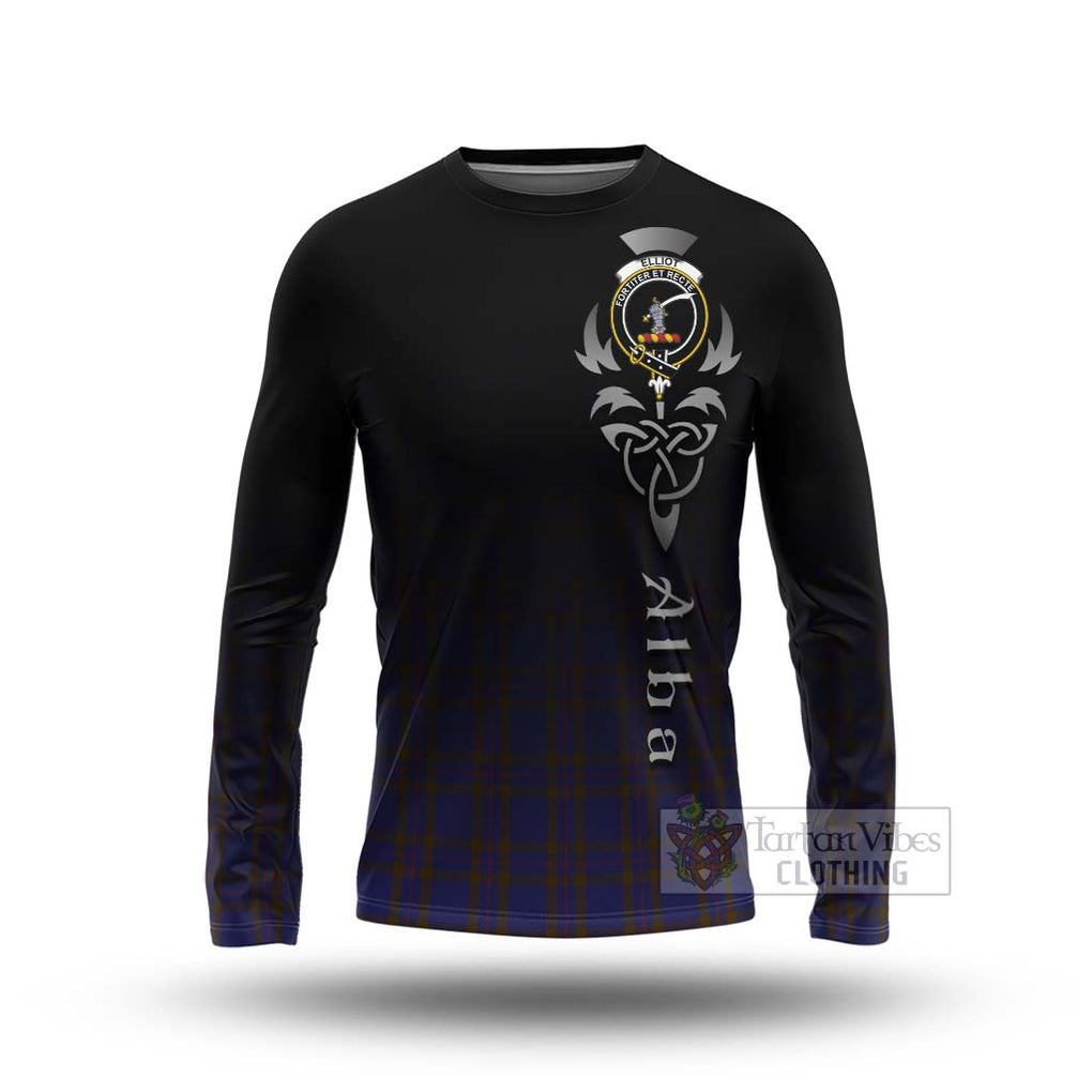 Tartan Vibes Clothing Elliot Tartan Long Sleeve T-Shirt Featuring Alba Gu Brath Family Crest Celtic Inspired