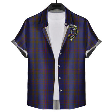 Elliot Tartan Short Sleeve Button Down Shirt with Family Crest