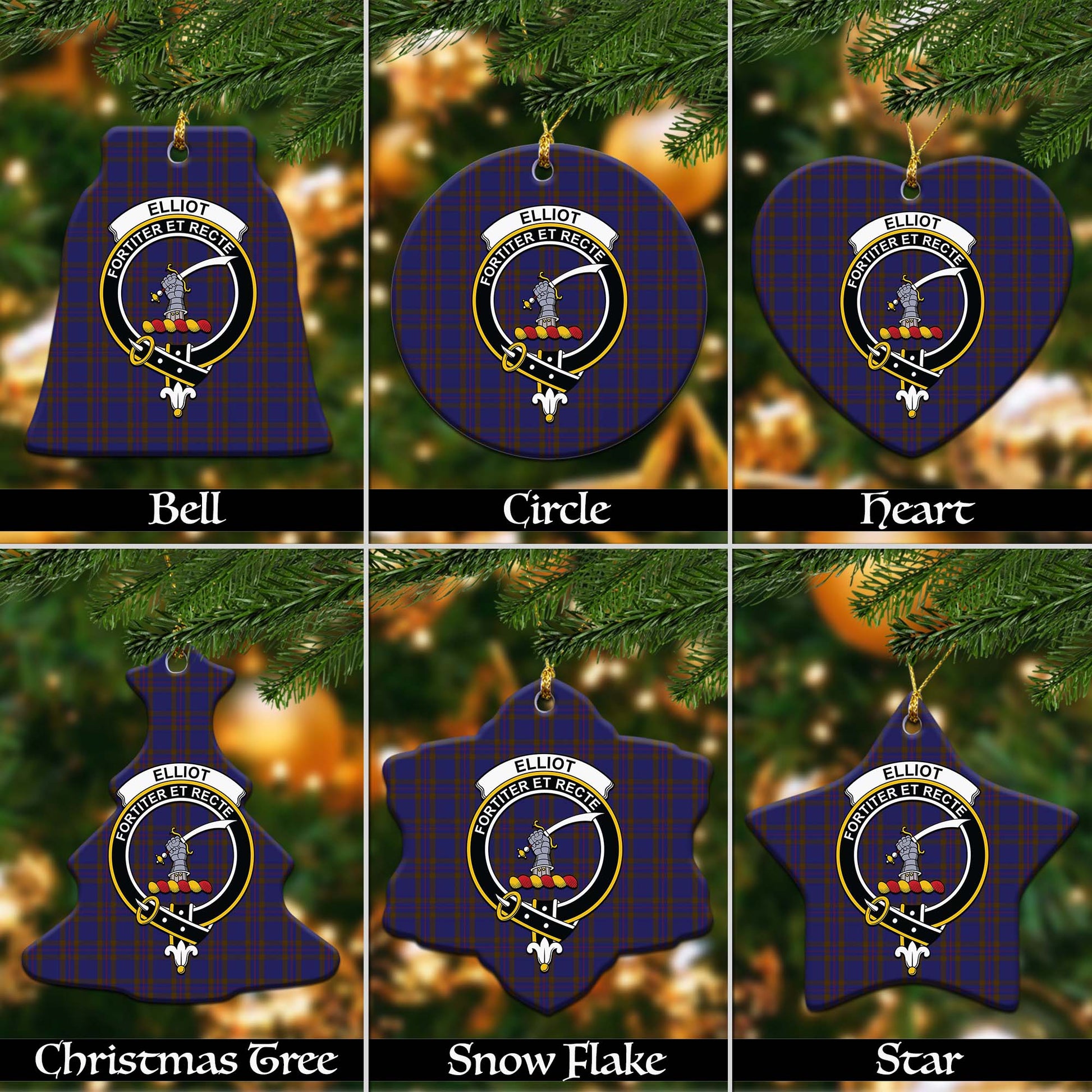 Elliot Tartan Christmas Ornaments with Family Crest - Tartanvibesclothing