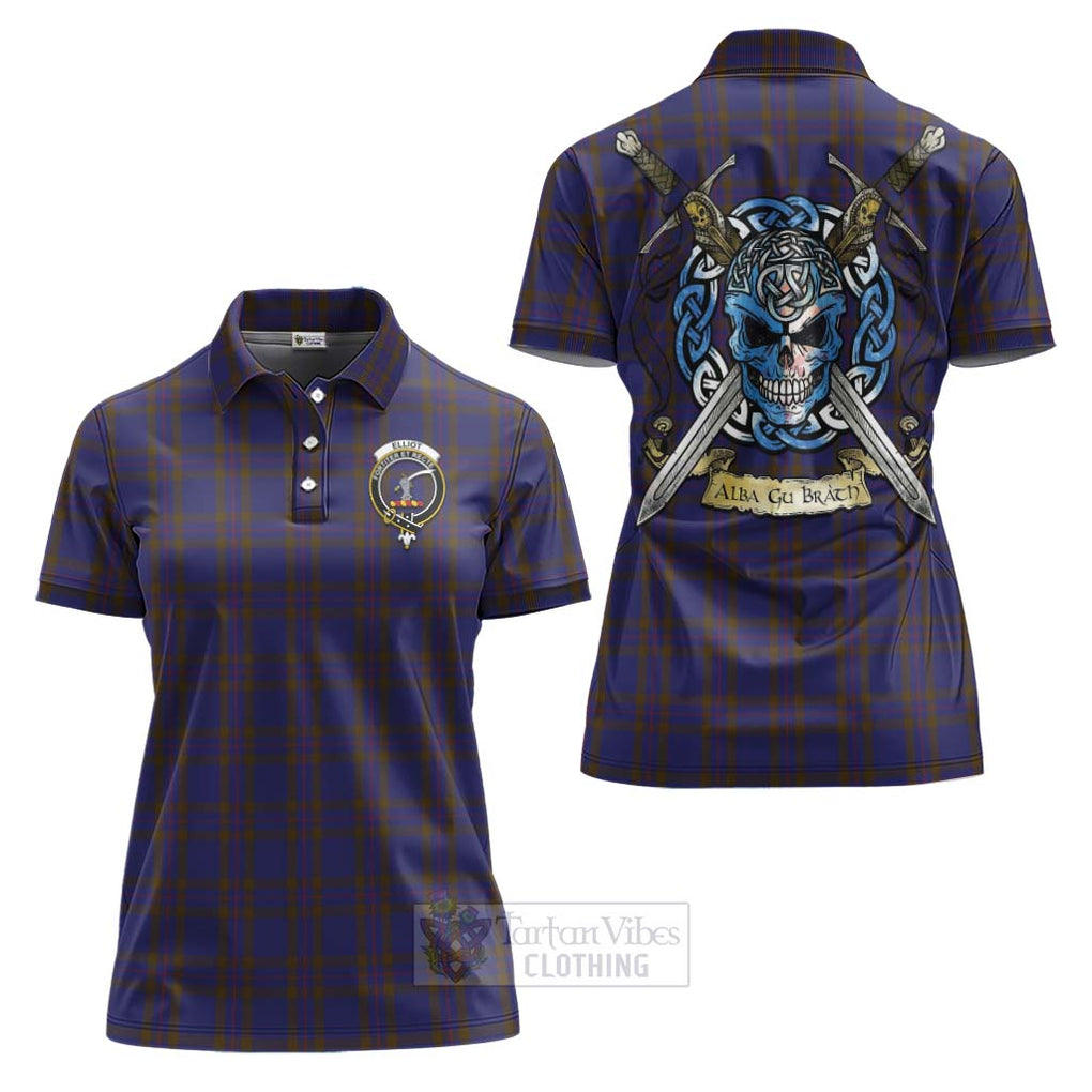 Tartan Vibes Clothing Elliot Tartan Women's Polo Shirt with Family Crest Celtic Skull Style