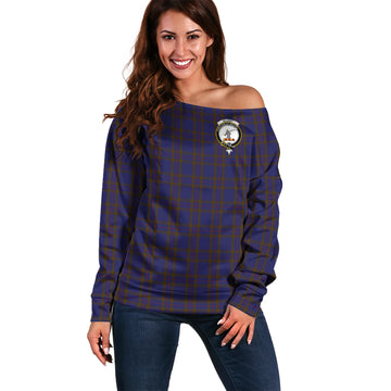 Elliot Tartan Off Shoulder Women Sweater with Family Crest