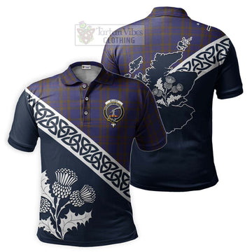 Elliot Tartan Polo Shirt Featuring Thistle and Scotland Map