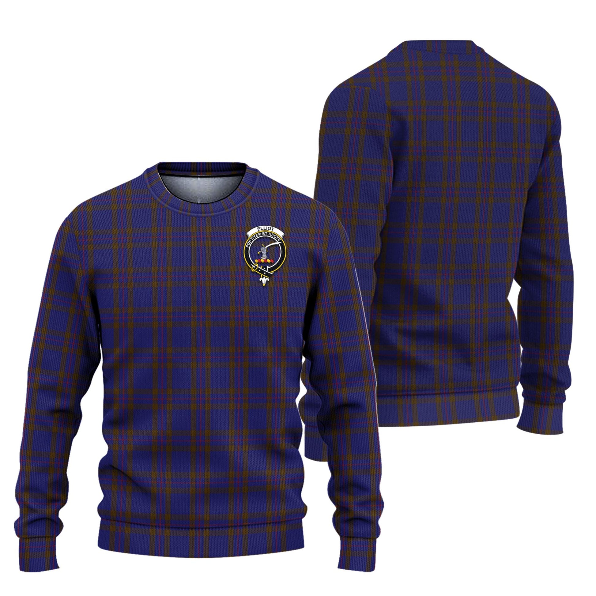 Elliot Tartan Knitted Sweater with Family Crest Unisex - Tartanvibesclothing