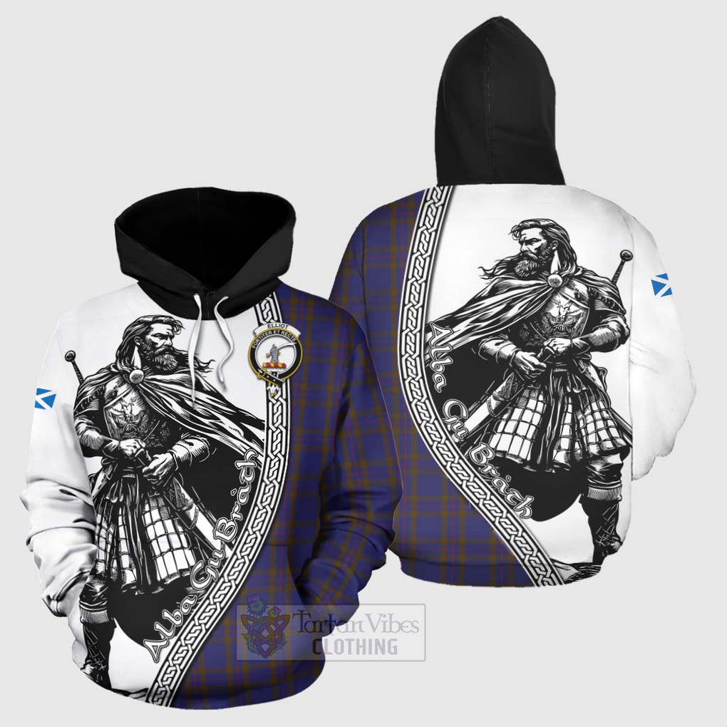 Tartan Vibes Clothing Elliot Tartan Clan Crest Hoodie with Highlander Warrior Celtic Style