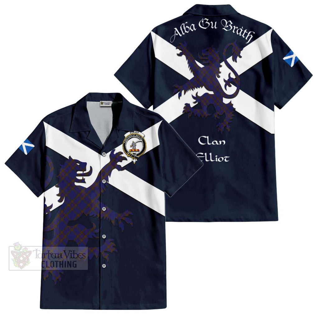 Tartan Vibes Clothing Elliot Tartan Lion Rampant Short Sleeve Button Shirt – Proudly Display Your Heritage with Alba Gu Brath and Clan Name