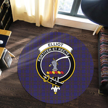 Elliot Tartan Round Rug with Family Crest