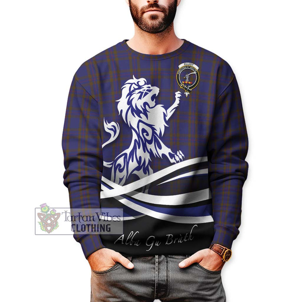 Elliot Tartan Sweatshirt with Alba Gu Brath Regal Lion Emblem Unisex - Tartanvibesclothing Shop