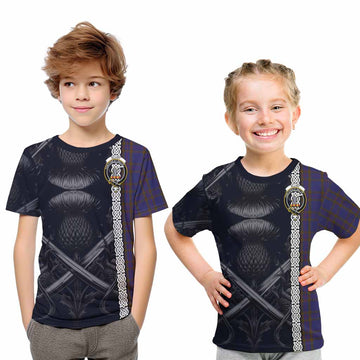 Elliot Tartan Kid T-Shirt with Family Crest Cross Sword Thistle Celtic Vibes