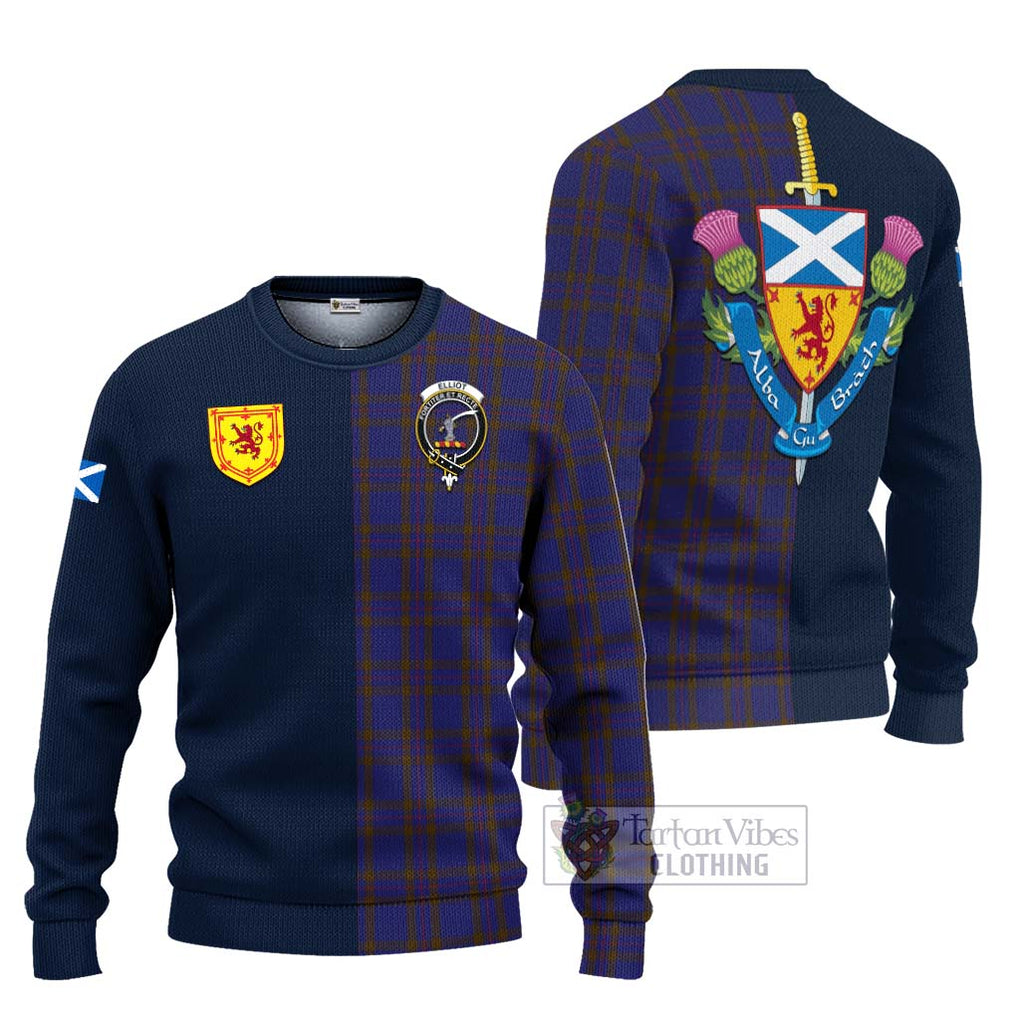 Tartan Vibes Clothing Elliot Tartan Knitted Sweater with Scottish Lion Royal Arm Half Style