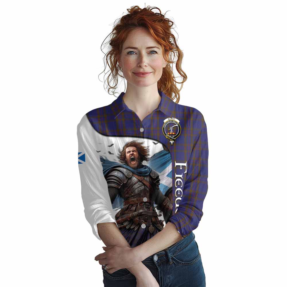 Tartan Vibes Clothing Elliot Crest Tartan Women's Casual Shirt Inspired by the Freedom of Scottish Warrior