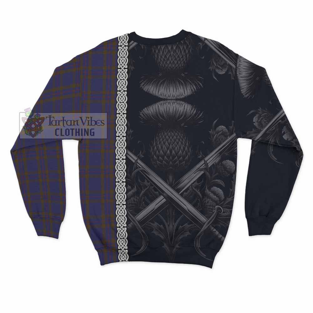 Tartan Vibes Clothing Elliot Tartan Sweatshirt with Family Crest Cross Sword Thistle Celtic Vibes