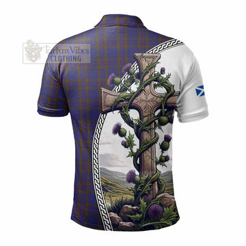 Elliot Tartan Polo Shirt with Family Crest and St. Andrew's Cross Accented by Thistle Vines