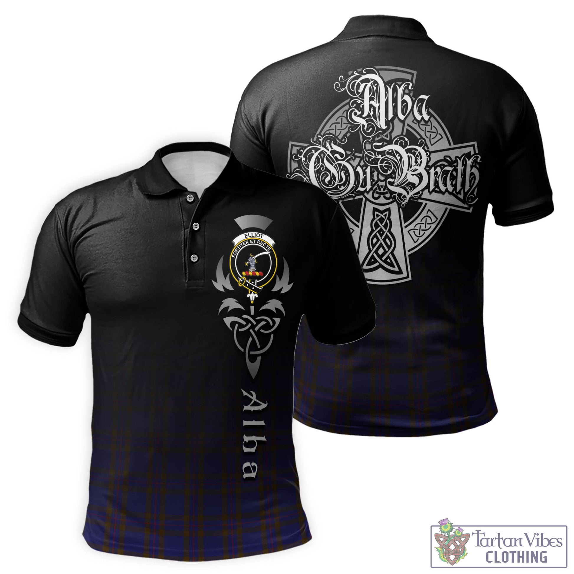 Tartan Vibes Clothing Elliot Tartan Polo Shirt Featuring Alba Gu Brath Family Crest Celtic Inspired